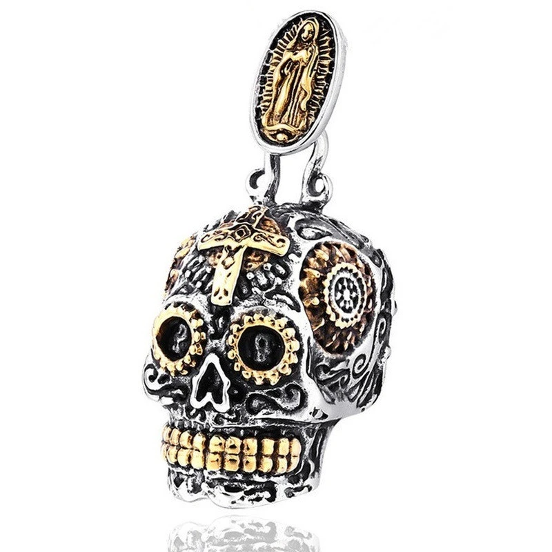 Dress Men's Personality Carved Virgin Skull Pendant