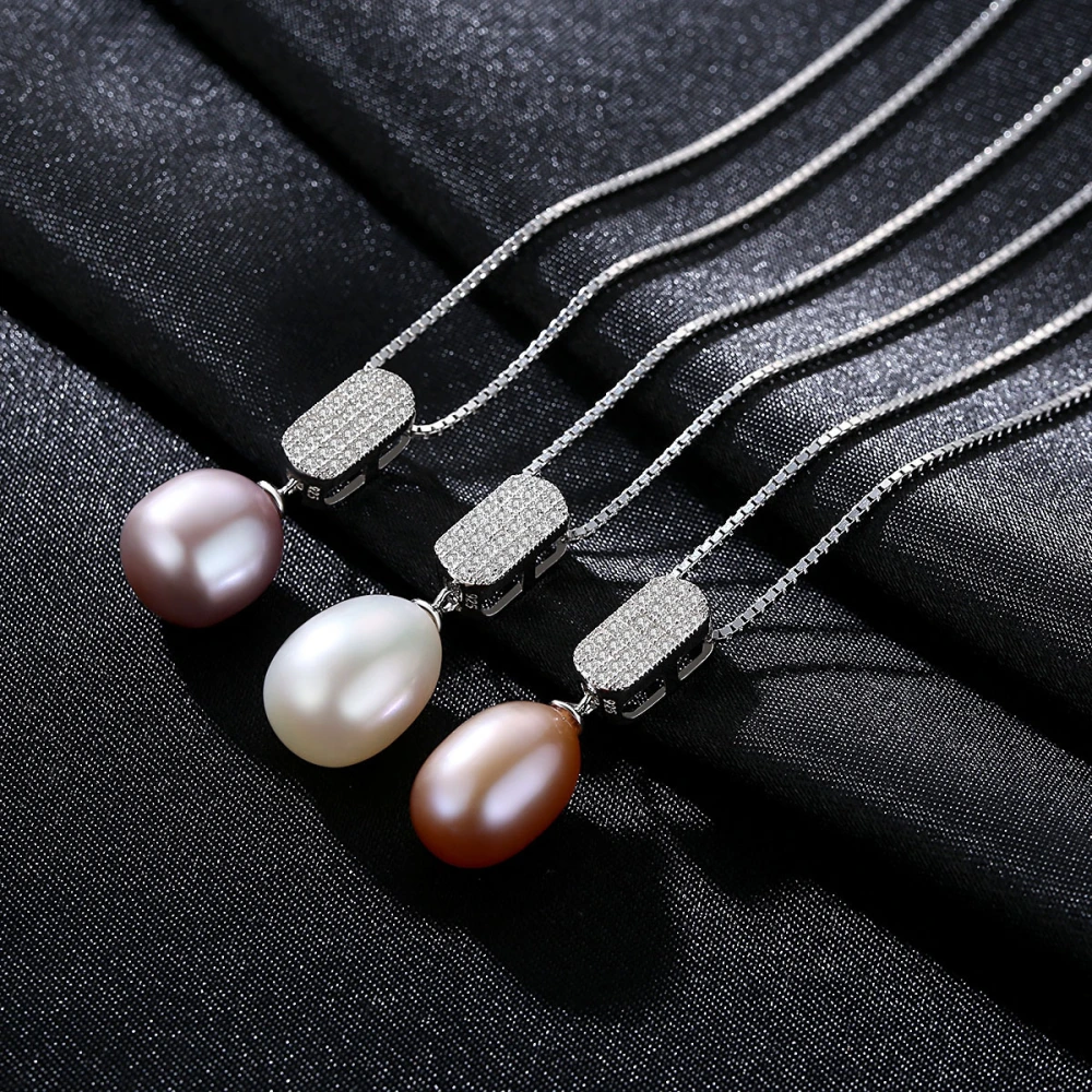 PAG&MAG S925 Sterling Silver Silver Freshwater Pearl Necklace Pendant Fashionable Beautiful Clavicle Pearl Necklace Women