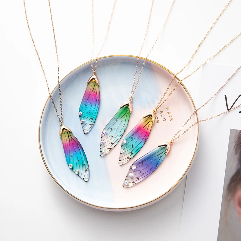 Cicada Wing Wing Necklace Cold Wind Rainbow Pendant Butterfly Wing Clavicle Chain Female