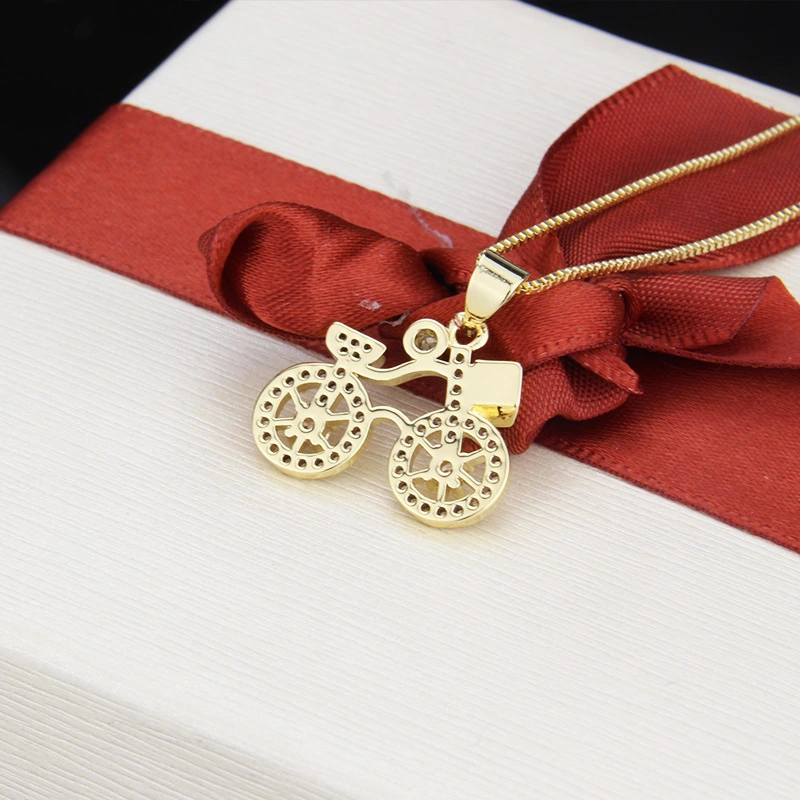 Ins Custom Bicycle Necklace Spot New Copper Gold-plated Bicycle Pendant