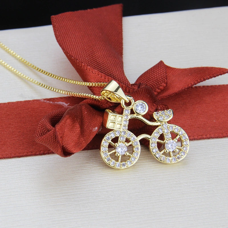 Ins Custom Bicycle Necklace Spot New Copper Gold-plated Bicycle Pendant