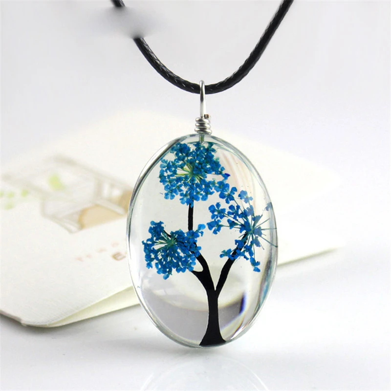 Gypsophila Tree Of Life Necklace Time Gem DIY Glass Jewelry