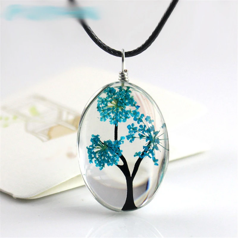 Gypsophila Tree Of Life Necklace Time Gem DIY Glass Jewelry