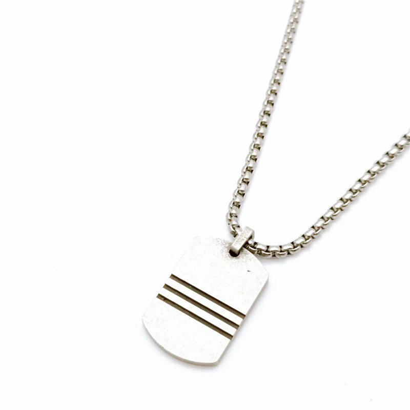 Simple Retro Army Necklace Stainless Steel Dog Tag Pendant