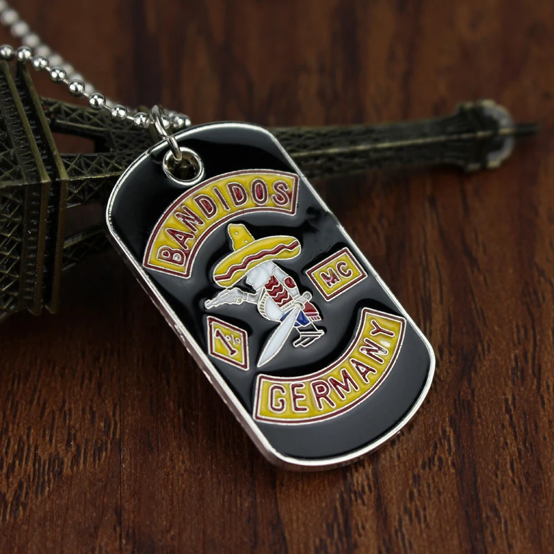 Cross-Border Hot Sale Bandit Pirate Bandidos Dog Tag Logo Alloy Necklace Pendant