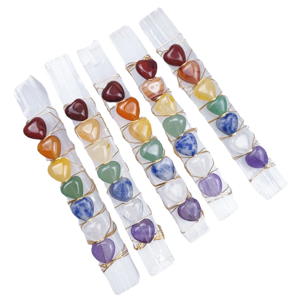 Irregular Colorful Love Square Strip Winding Seven Chakra Plaster Handle Ornaments