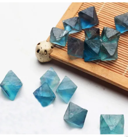 Crystal Gravel Natural Blue Fluorite Rough Ornaments Octahedron Small Crystal Jewelry Mineral Specimens