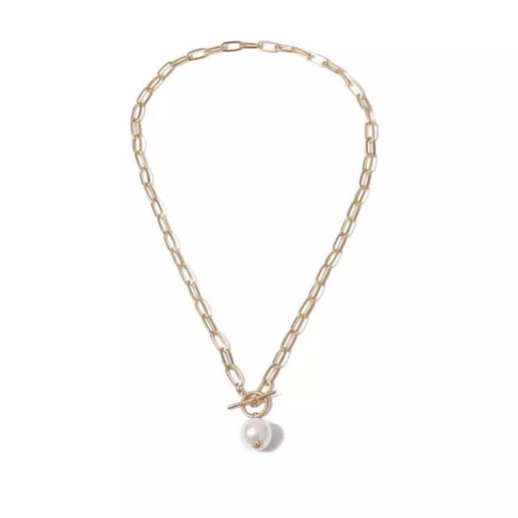 Quality Punk Simulated Pearl Pendant Necklaces for Women Shine Link Chain Layer Necklace Lasso Lariat Curb Cuban Collars Jewelry