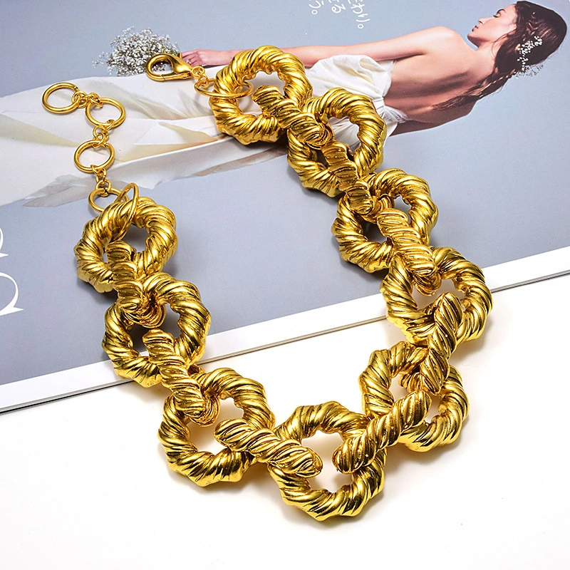 Fashionable Gold Twist Necklace