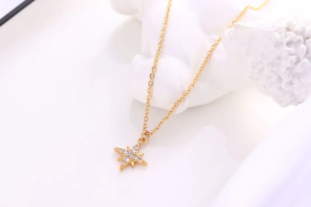 Korean Version Of The Six-Pointed Star Necklace With Micro Diamonds