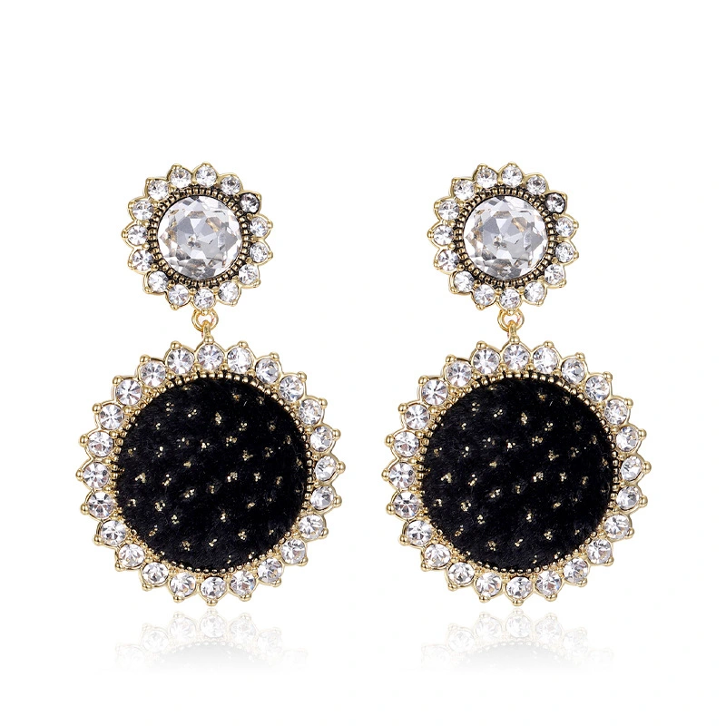 Shijia Black Sun Flower Earrings New Noble Temperament Earrings