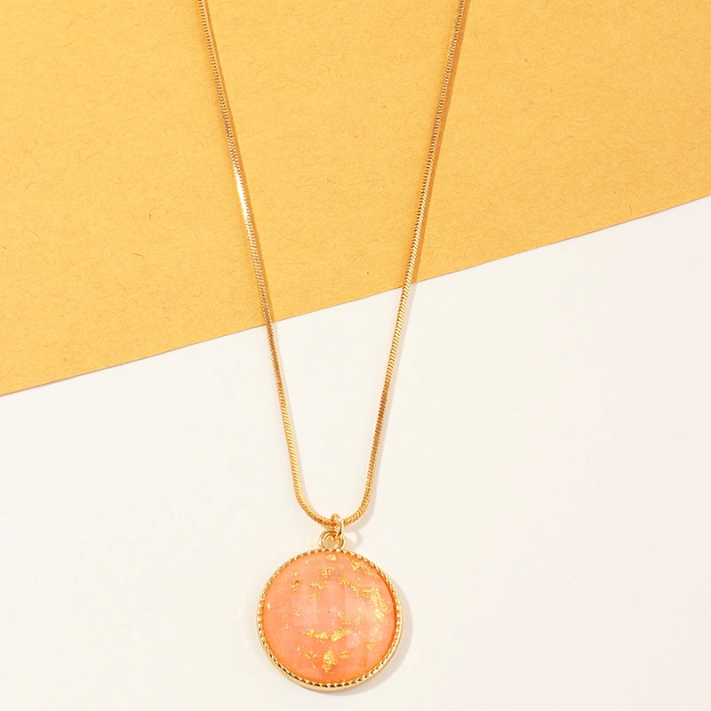 New Fashion Gold Foil Pendant Retro Color Hemisphere Necklace