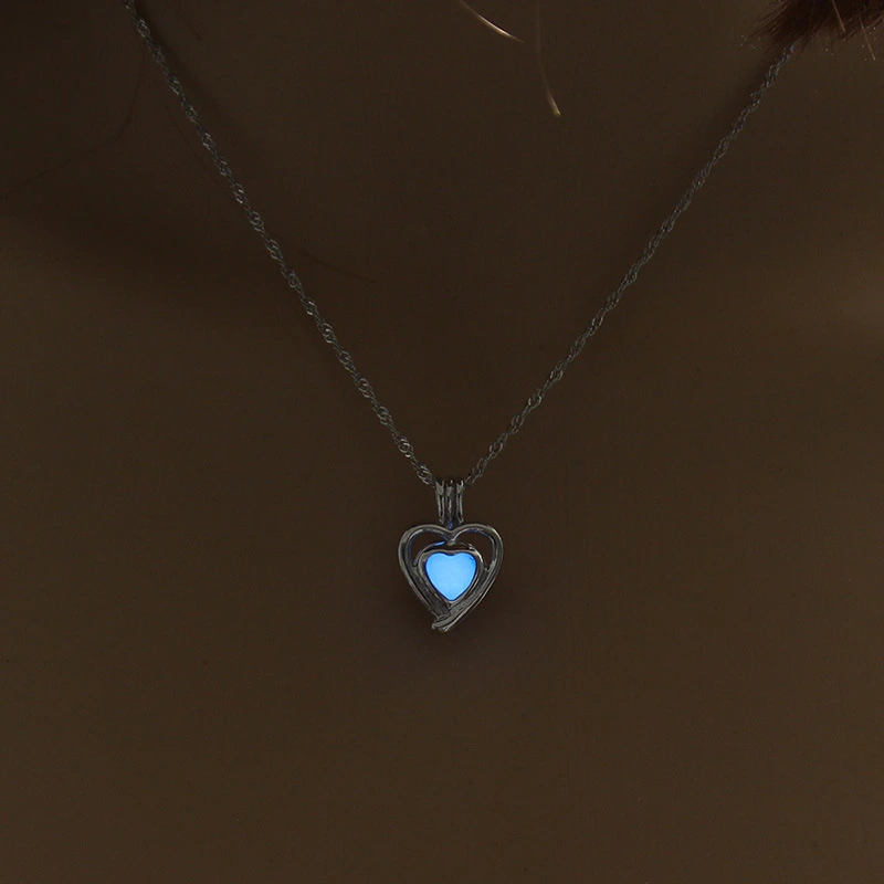 Luminous Transfer Beads Heart-Shaped Diy Cage Clavicle Chain