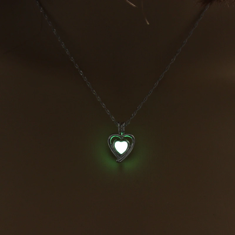 Luminous Transfer Beads Heart-Shaped Diy Cage Clavicle Chain