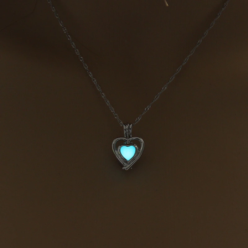Luminous Transfer Beads Heart-Shaped Diy Cage Clavicle Chain