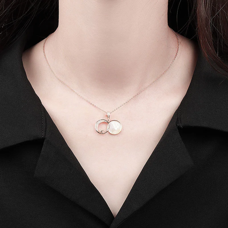 New Korean Version of Simple Temperament Round Brand Zircon Pendant Sun, Moon and Stars Clavicle Chain Necklace for Women