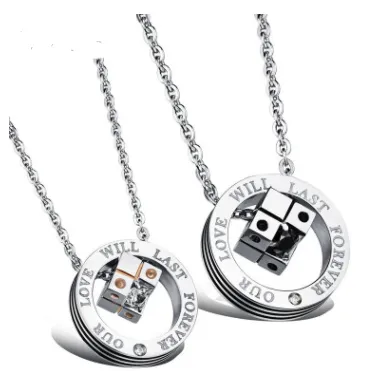 OPK New Korean Jewelry Jewelry Cube Pendant Love Rubiks Cube Titanium Steel Couple Necklace Gift