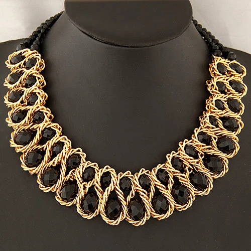 0102 European And American Luxury Metal Exaggerated Large Crystal Gem Pendant Necklace Clavicle Chain Sweater Chain Jewelry