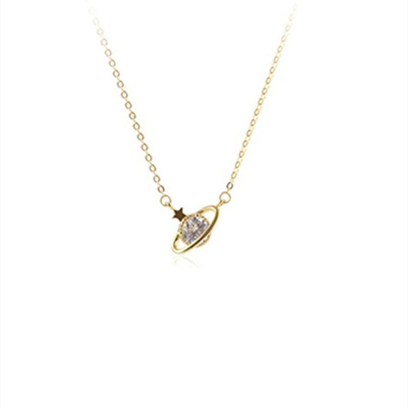 Cold Wind Flash Diamond Planet Necklace Female Contracted Wind