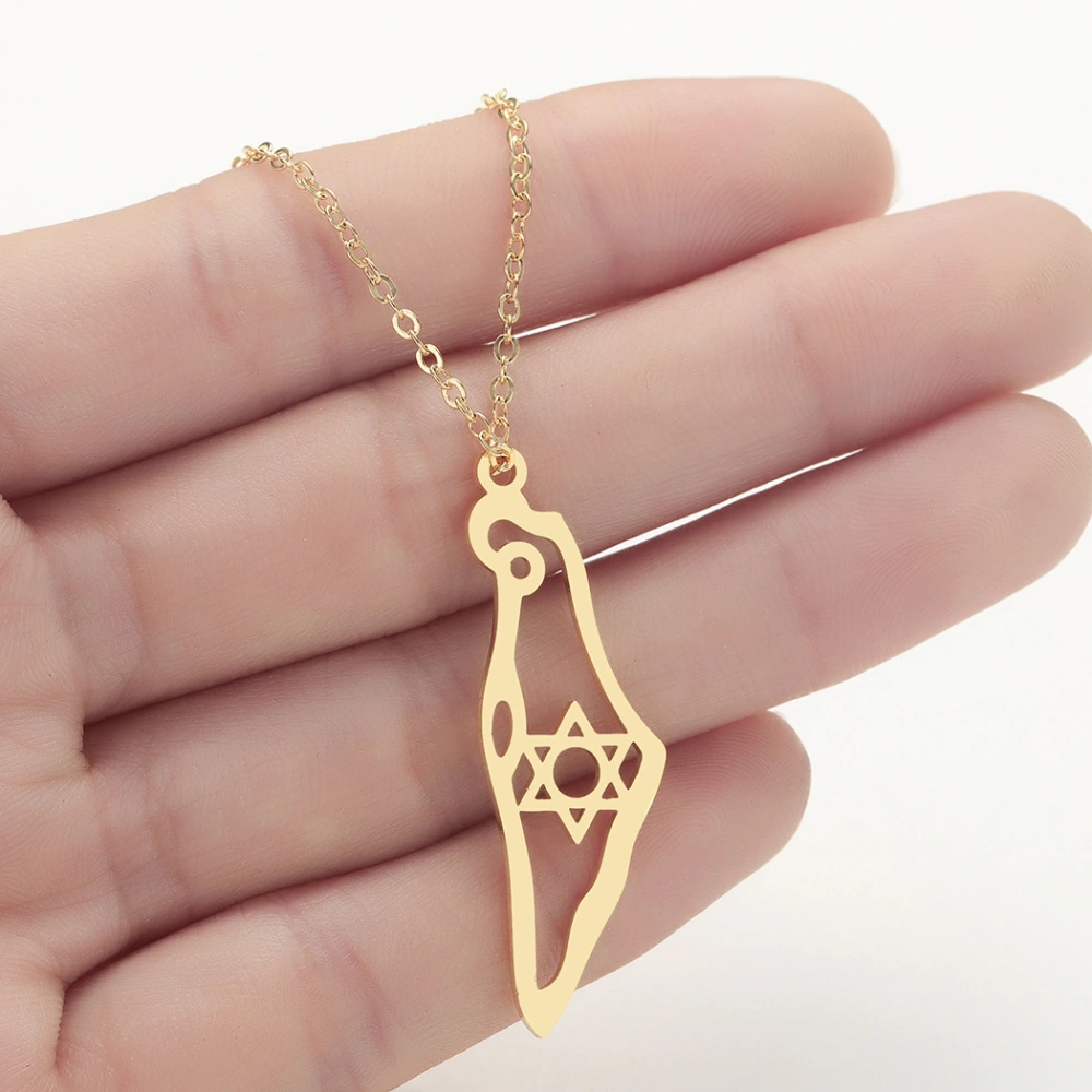 Israel Map Pendant Necklace Jewish Jewelry Clavicle Chain Jewelry