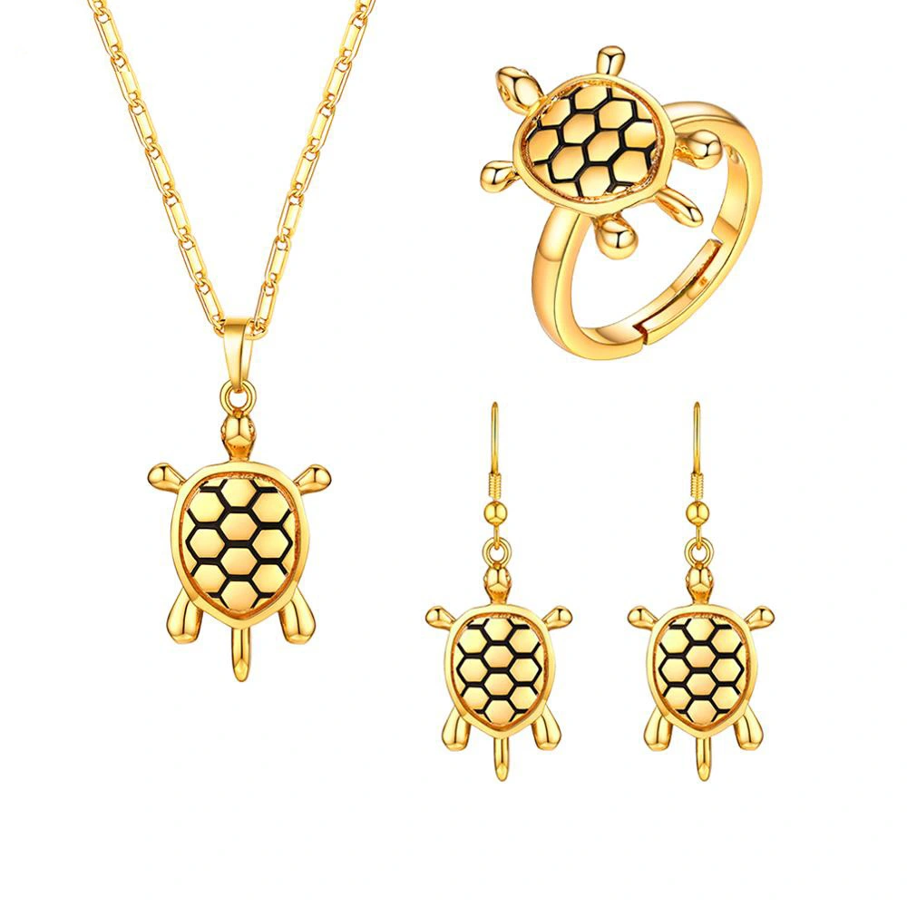 Lovely Turtle Three-Piece Necklace Earrings Set