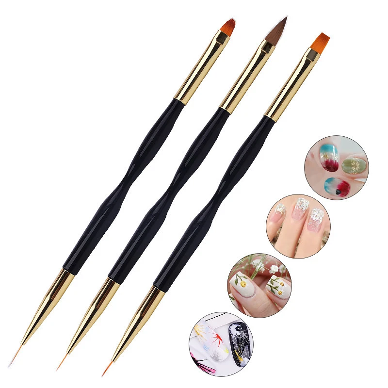 Factory Direct Sale Nail Pen Dual-Use Drawing Pen Manicure Tool Makeup Brush Drawing Flower Pen Drawing Pen Nail Color Drawing Pen