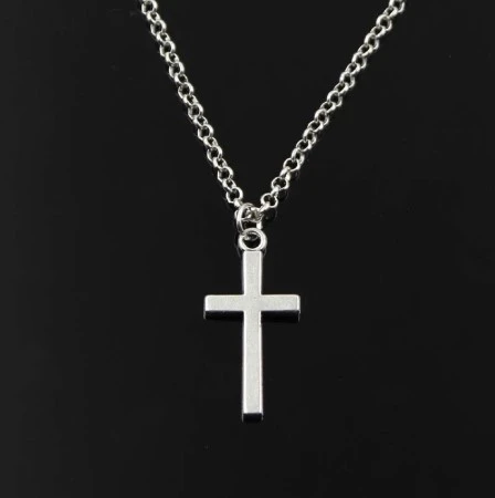 Double Sided Cross Antique Silver Pendant Girl Short Long Chain Necklace Jewelry