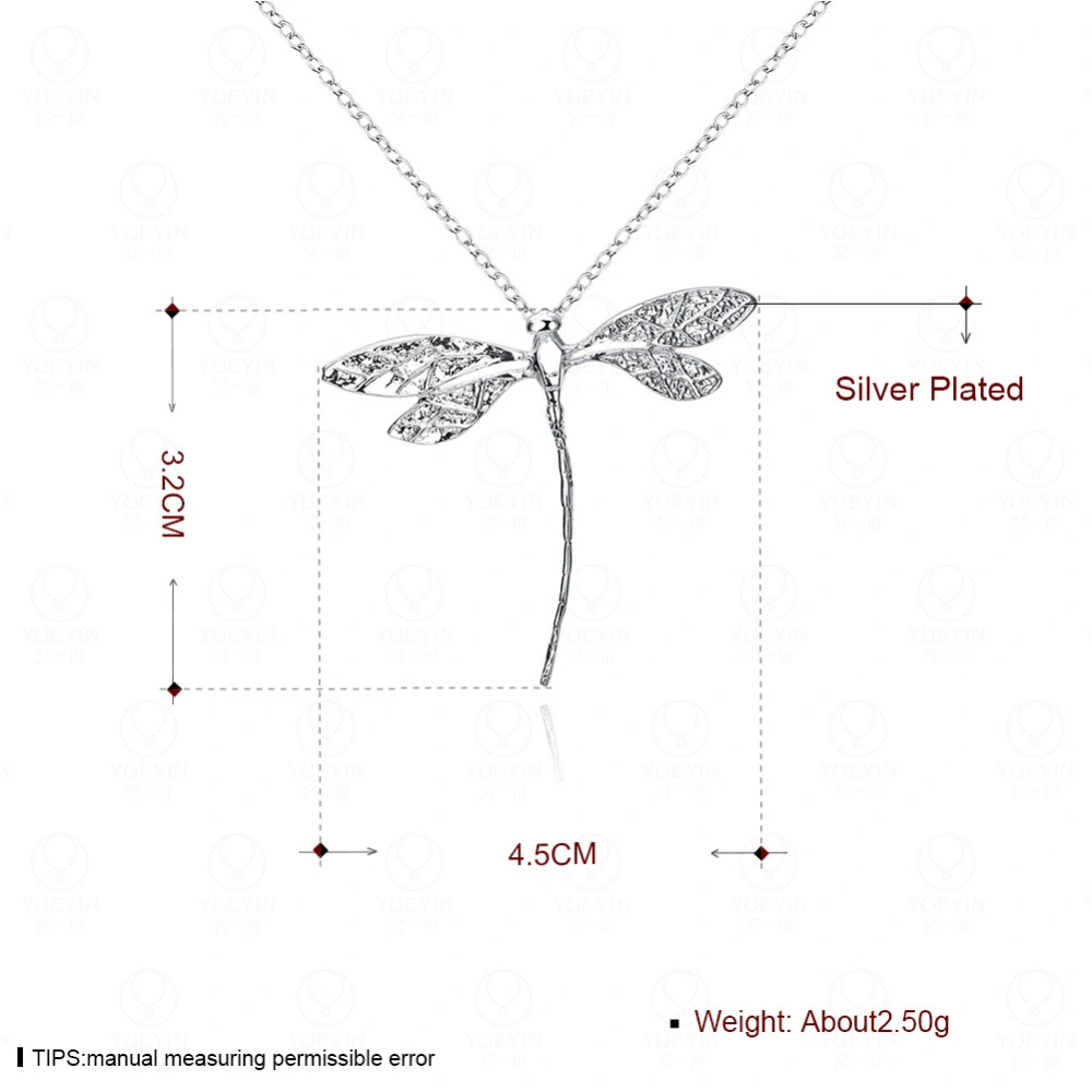 Fashion Silver-Plated Dragonfly Pendant Necklace Women