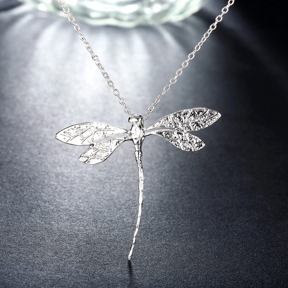 Fashion Silver-Plated Dragonfly Pendant Necklace Women