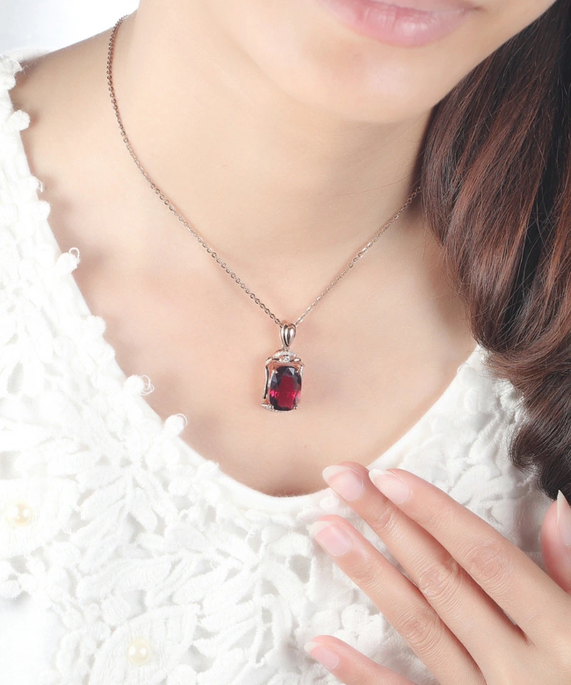 18K Rose Gold Tourmaline Pendant Artificial Synthetic Tourmaline Ruby Color Treasure Necklace