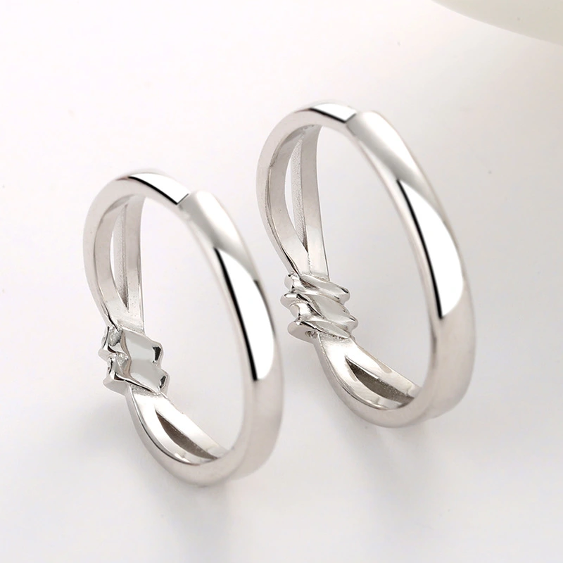 Silver Couple Ring Korean Simple Concentric Knot