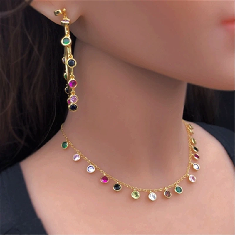 Sexy Personality Color Zircon Earrings All-match