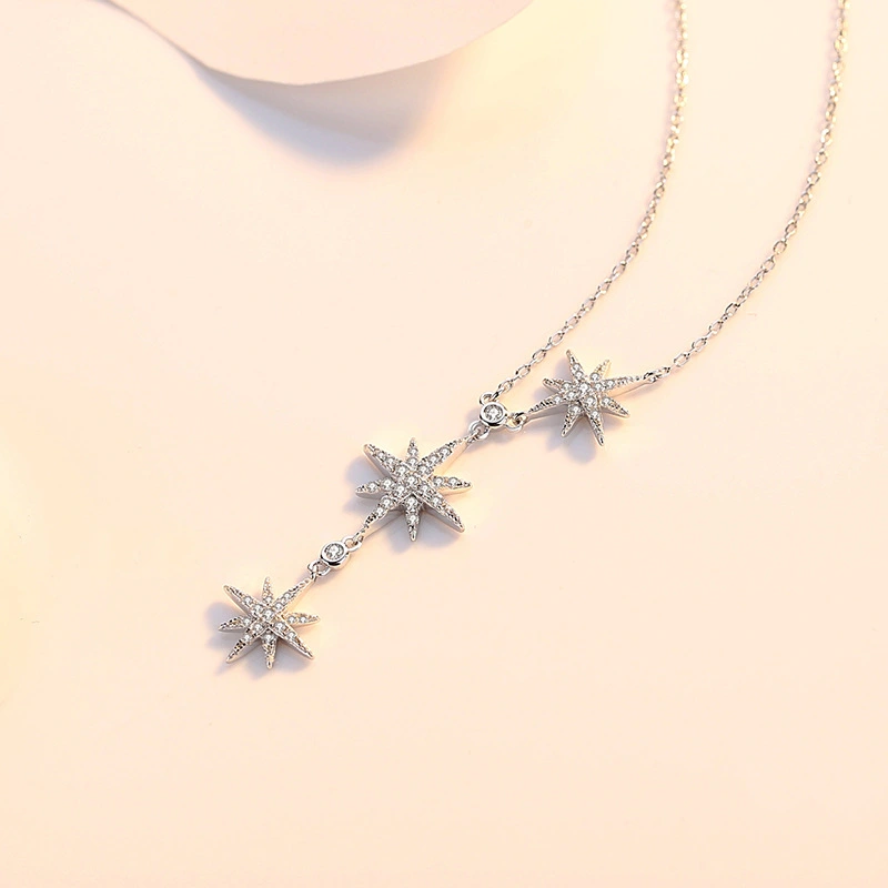 Six-pointed Star Necklace Temperament Light Luxury Female 925 Sterling Silver