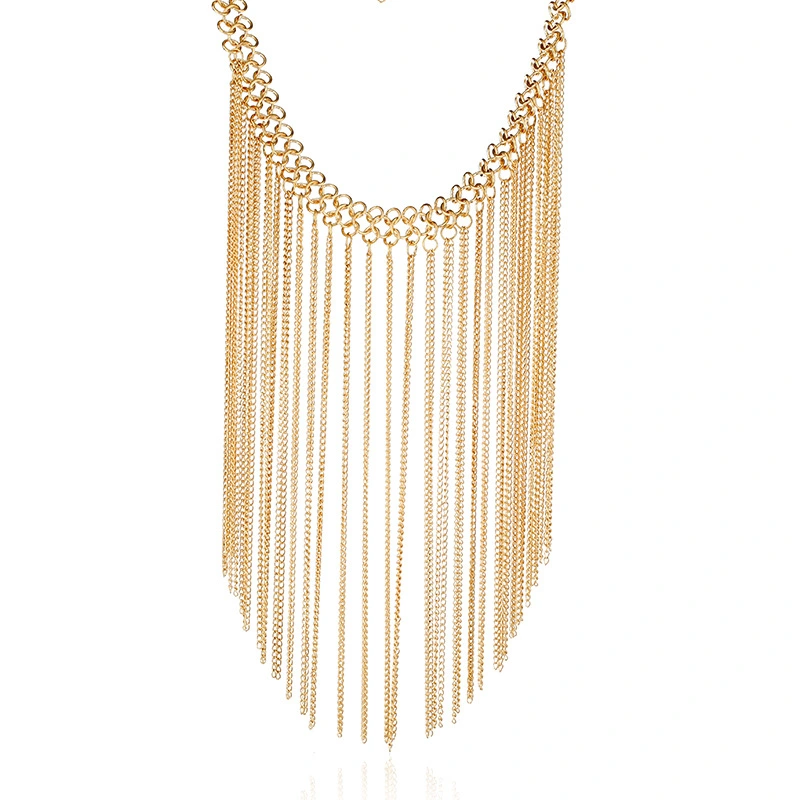 Retro Multi-Layer Tassel Necklace With Sweater Chain And Clavicle Chain