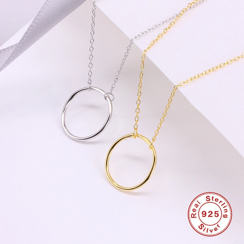 10mm Geometric Round Pendant Simple Clavicle Chain