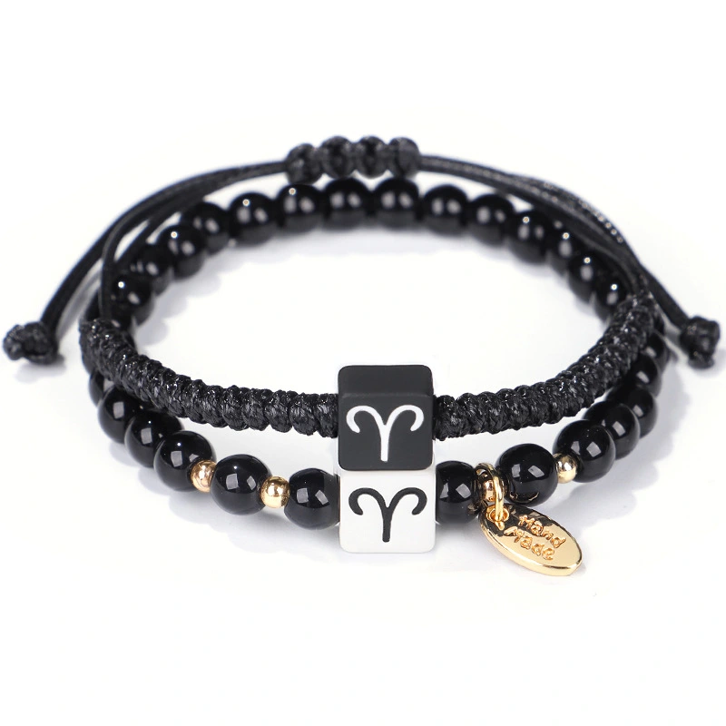 Couple Girlfriends Bracelet Hand-Woven Black And White With Constellation Zodiac Hand Strap