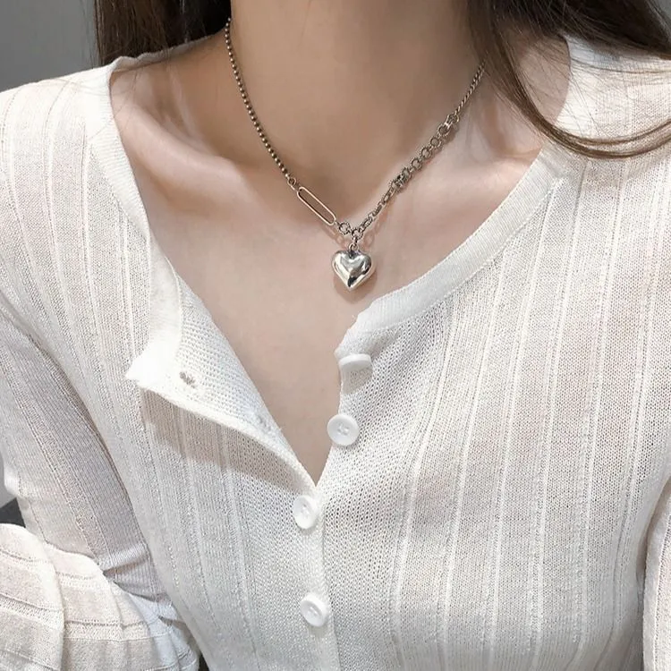 Cold Wind Clavicle Chain Heart-Shaped Retro Simple Girlfriend Jewelry