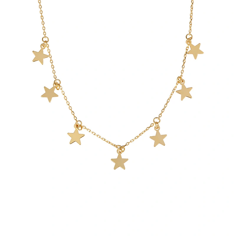 Necklace Niche 925 Sterling Silver Female Clavicle Custom Golden Five-pointed Star Necklace