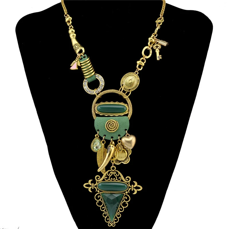 Vintage Multilayer Leather Gemstone Necklace