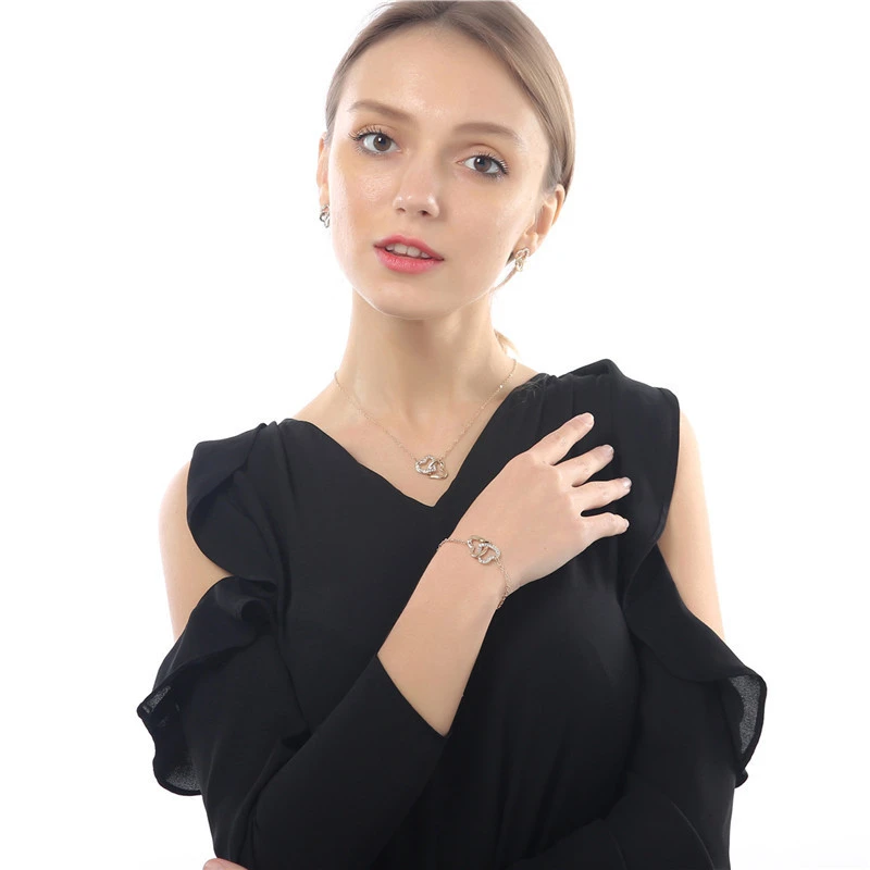 Lady Double Heart Pendant Necklace