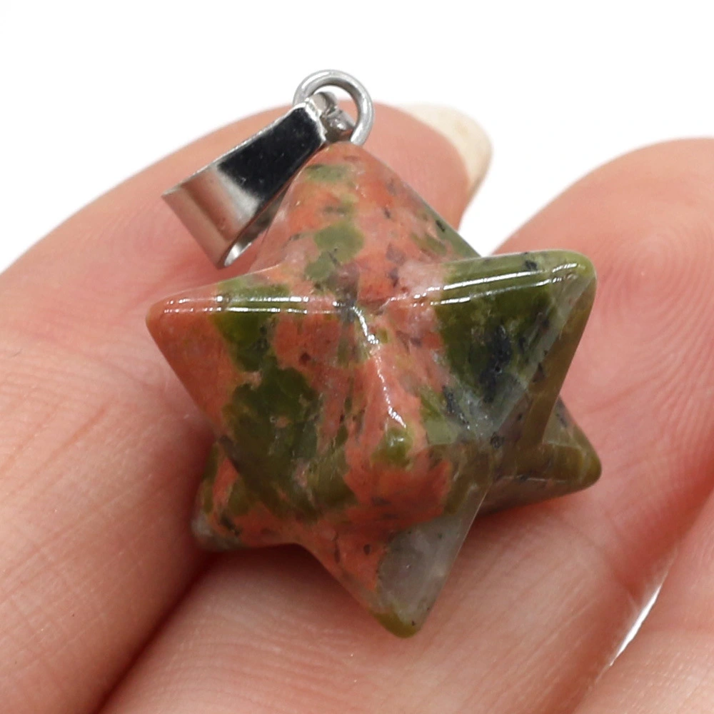 Exquisite Natural Stone Thorn Ball Semi Gem Pendant