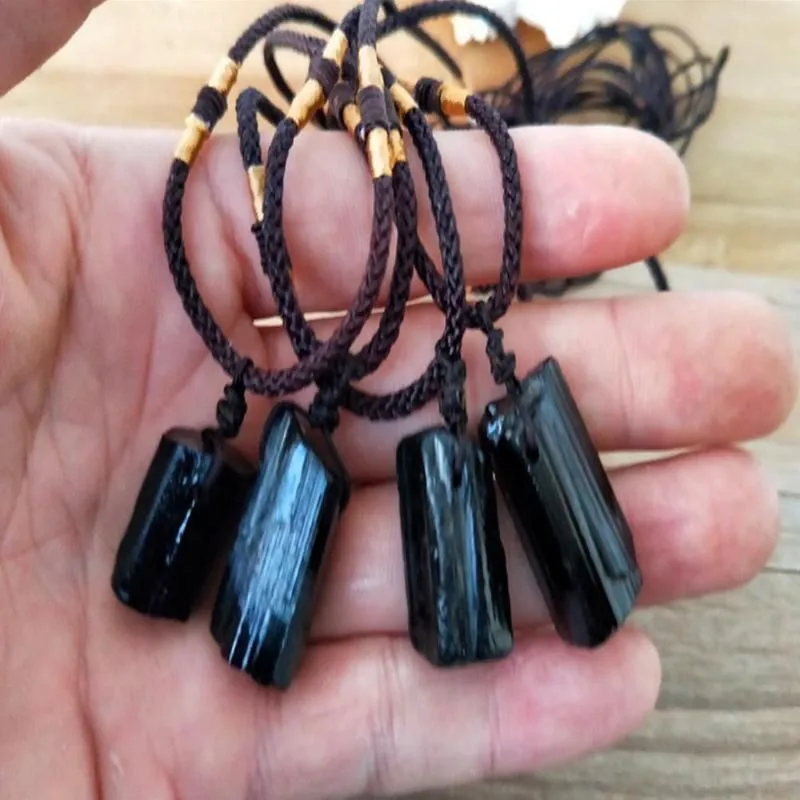 Natural Crystal Black Tourmaline Rough Stone Pendant Pendant