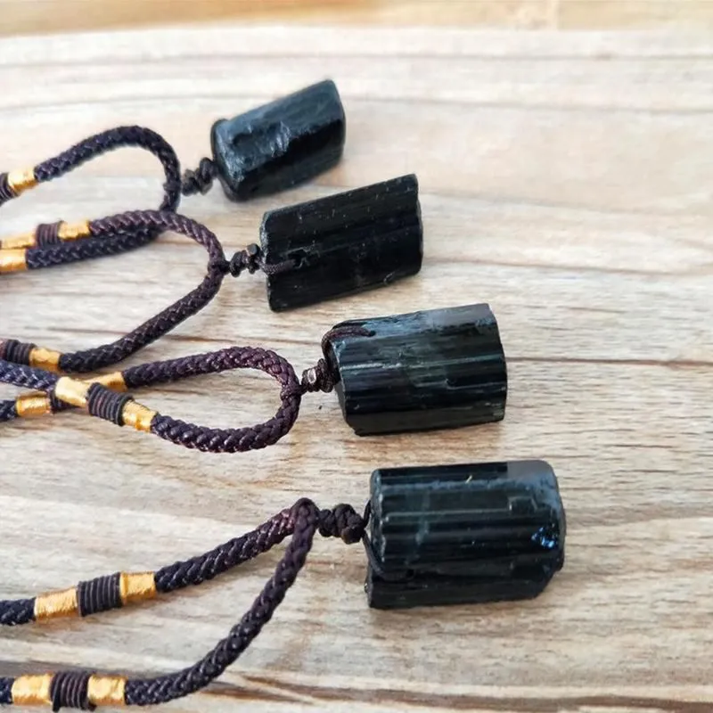 Natural Crystal Black Tourmaline Rough Stone Pendant Pendant