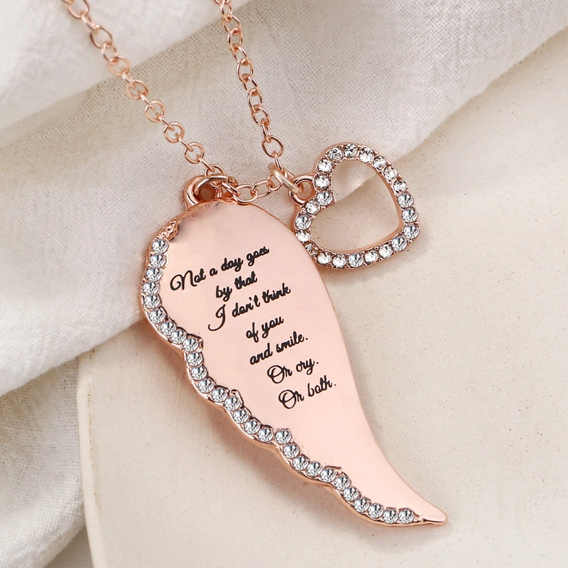Angel Wings Wings Letter Love Heart Diamond Necklace Wings Diamond Pendant