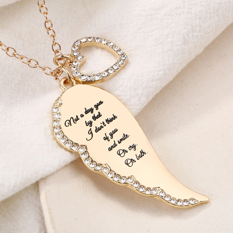 Angel Wings Wings Letter Love Heart Diamond Necklace Wings Diamond Pendant