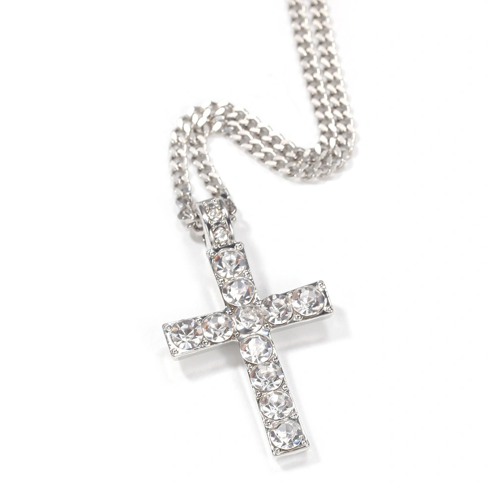 Hot Selling European And American Hip Hop Men's Classic Cross Pendant Diamond Cross Necklace