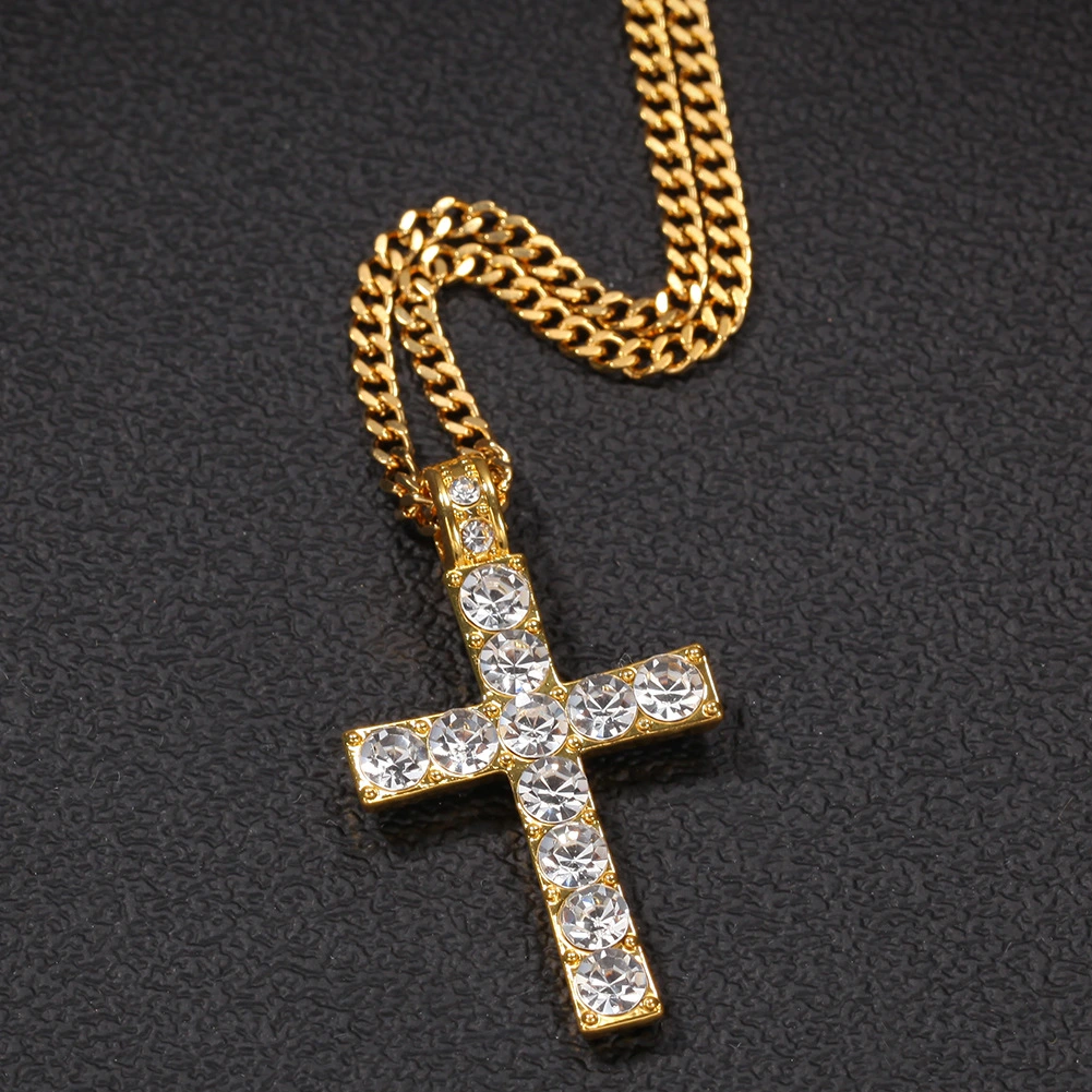 Hot Selling European And American Hip Hop Men's Classic Cross Pendant Diamond Cross Necklace