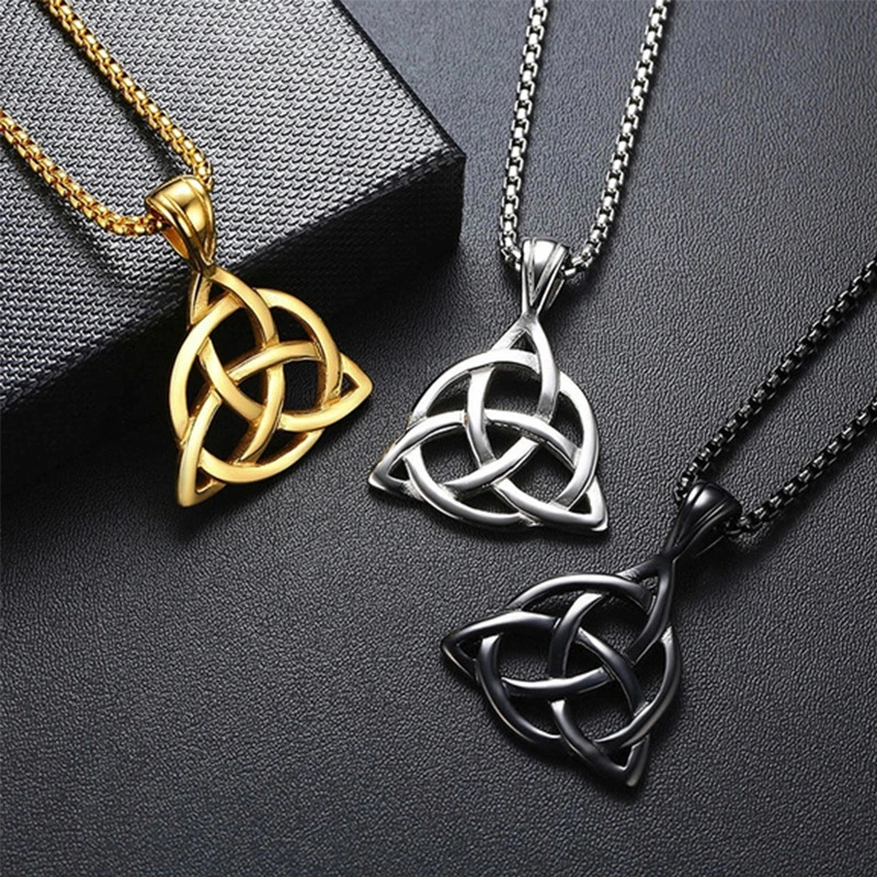 E-commerce European And American Personality Simple Lucky Triquetra Trinity Knot Pendant Necklace