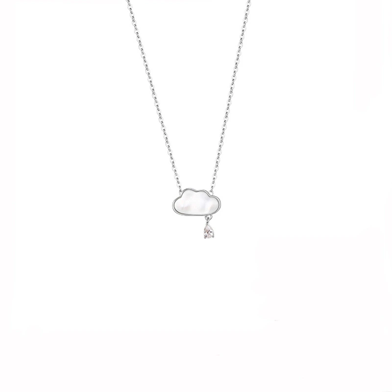 925 Sterling Silver Shell Cloud Pendant Necklace For Women Anniversary