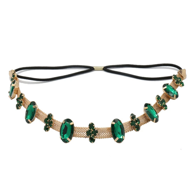 Vintage Palace Emerald Gold Chain Headband Necklace